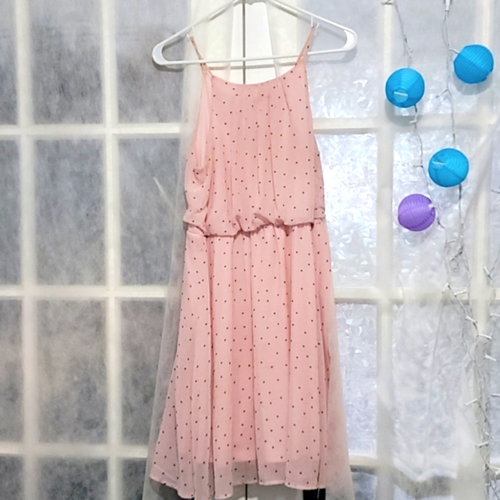 Pink polkadot silk blend dress